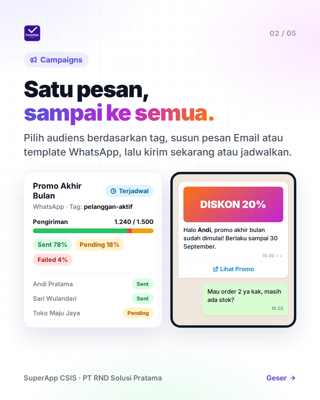 Campaigns: satu pesan sampai ke semua