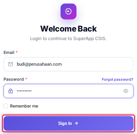 Isi email dan password, lalu klik Sign In