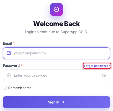 Tautan Forgot password? di halaman Sign In