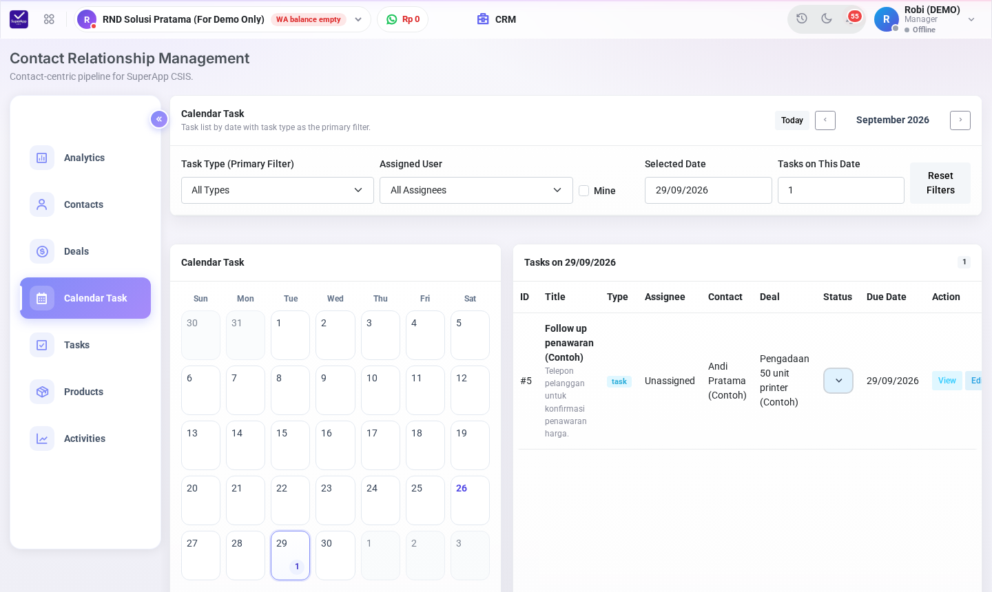 Calendar Task