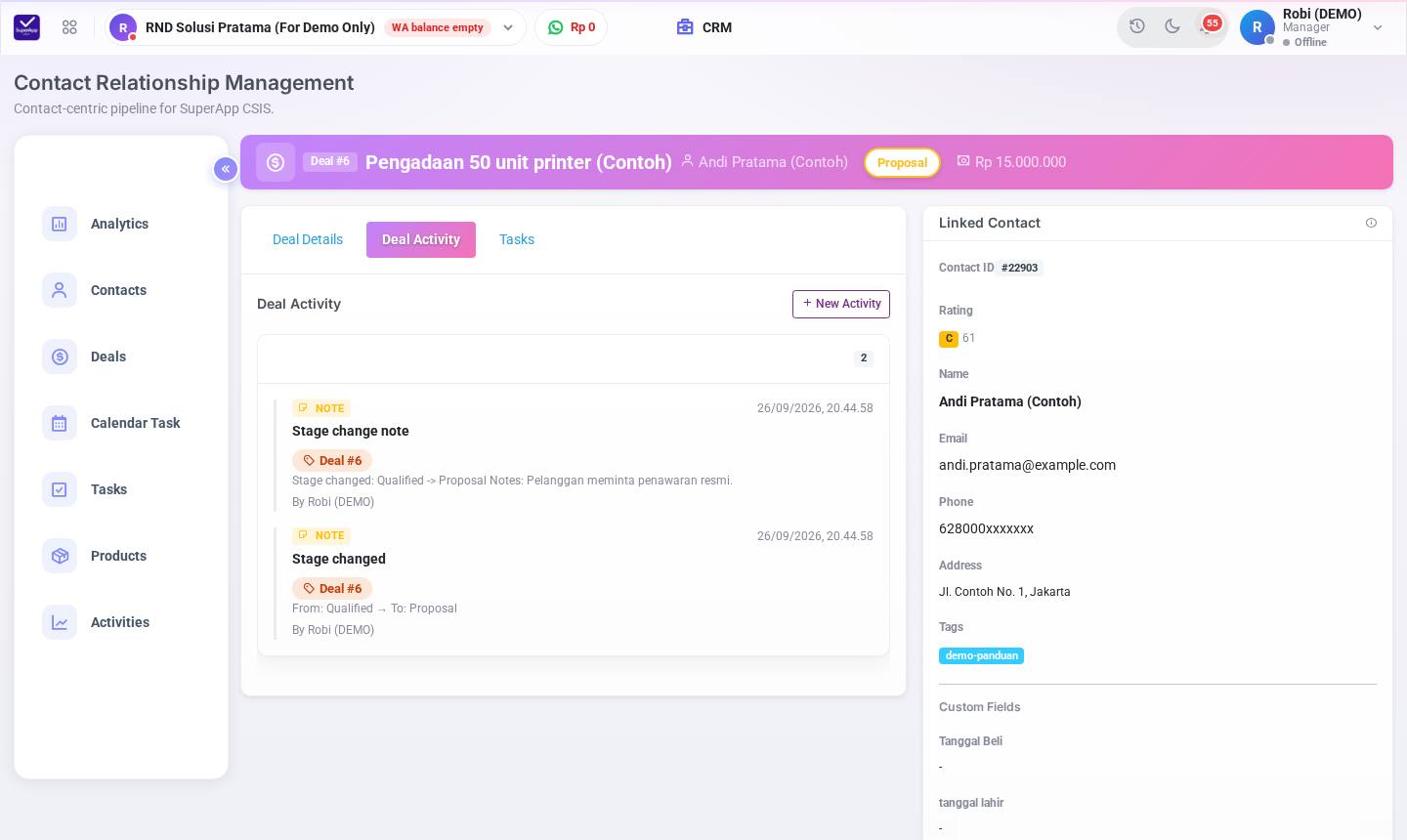Tab Deal Activity