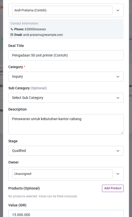 Form Create New Deal
