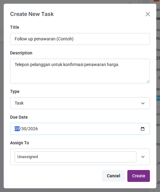 Form Create New Task