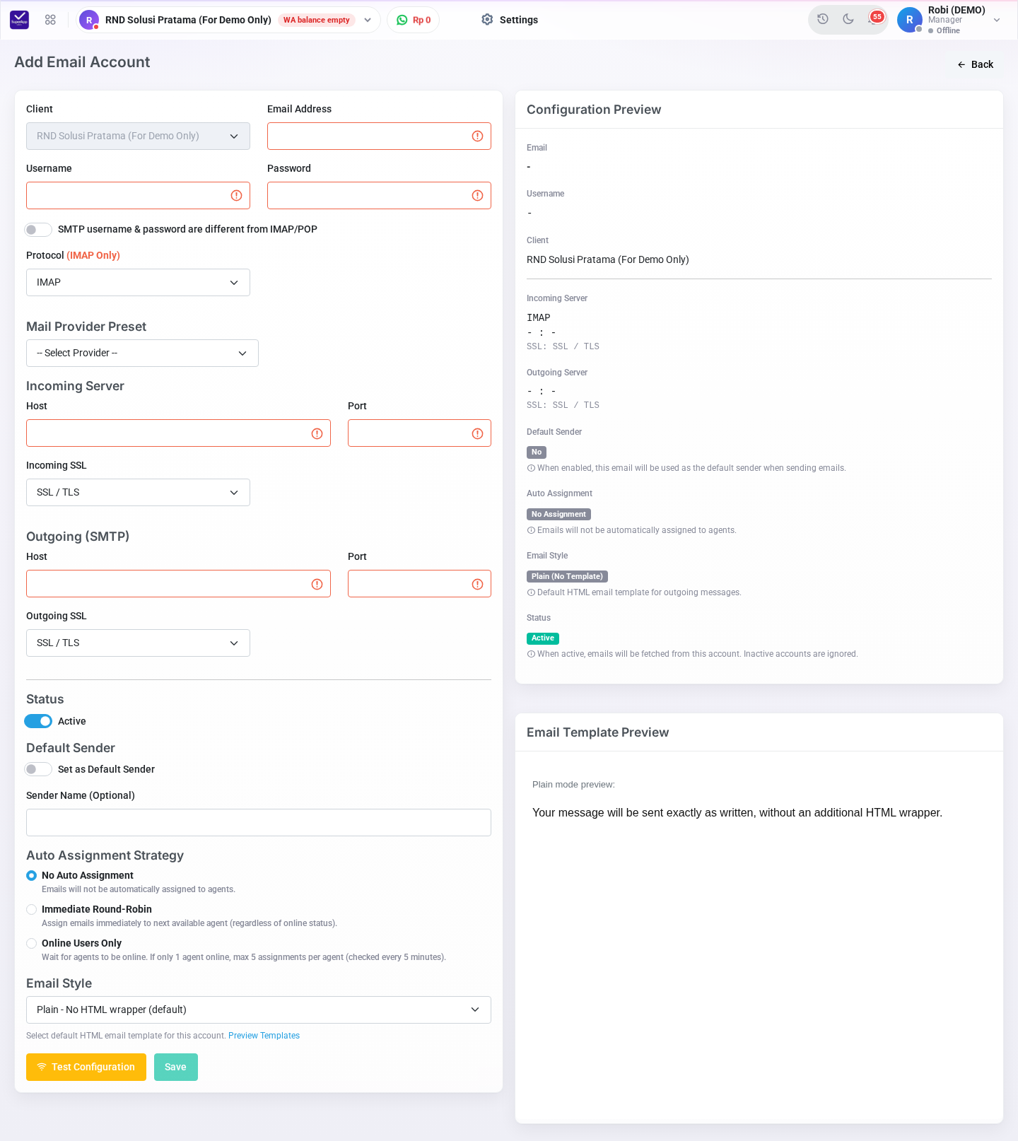 Form Add Email Account