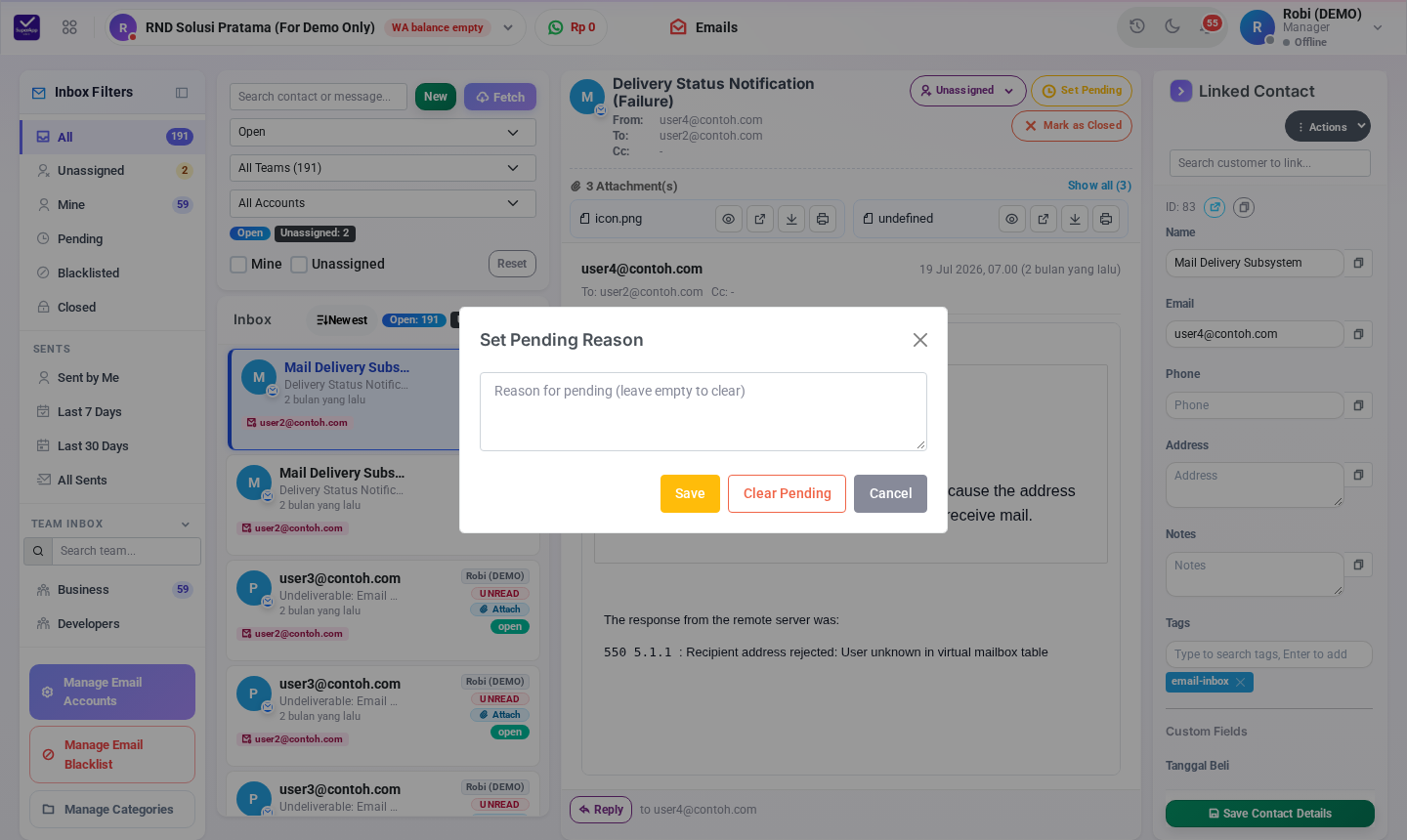 Dialog Set Pending Reason