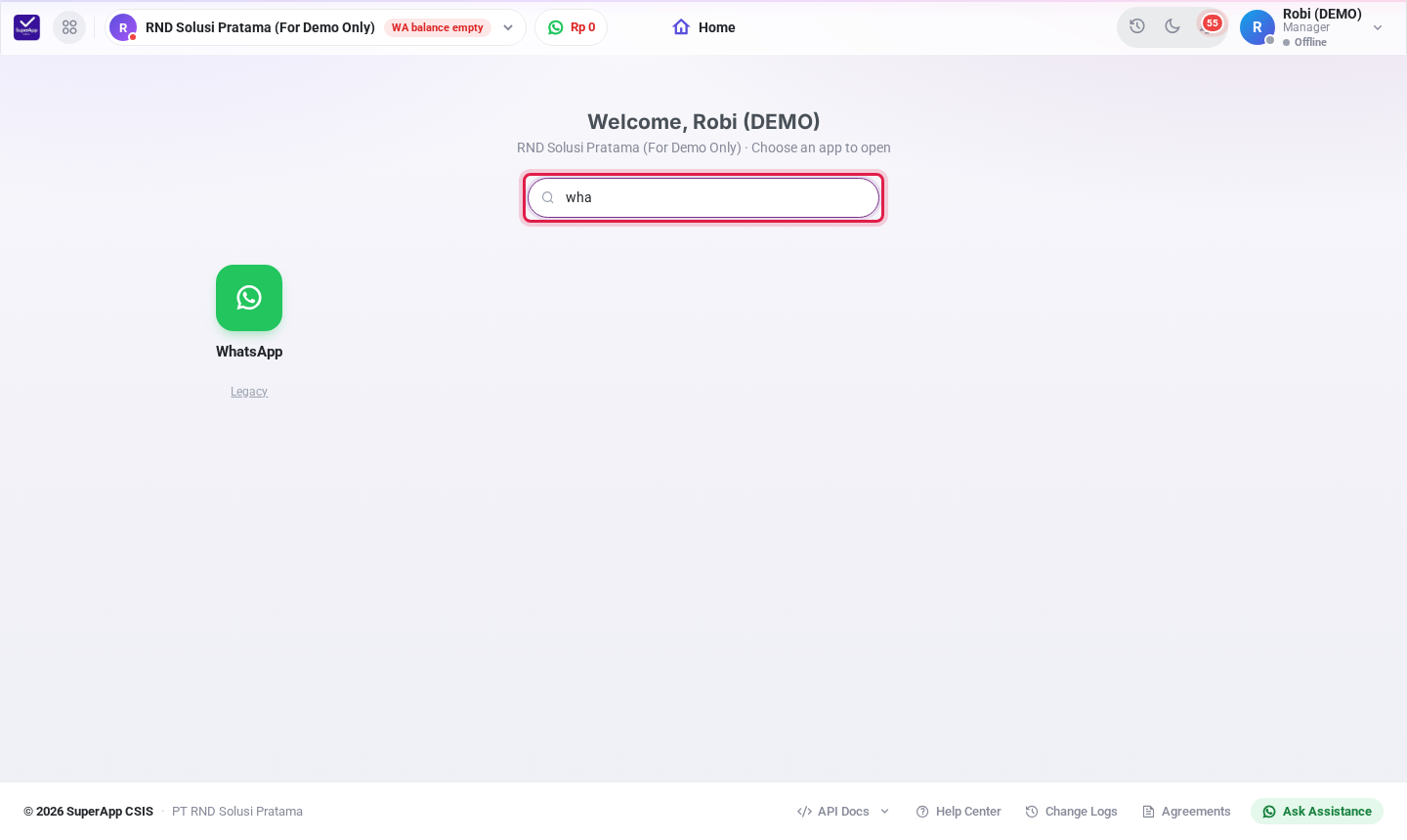 Mencari modul dengan kolom Search apps