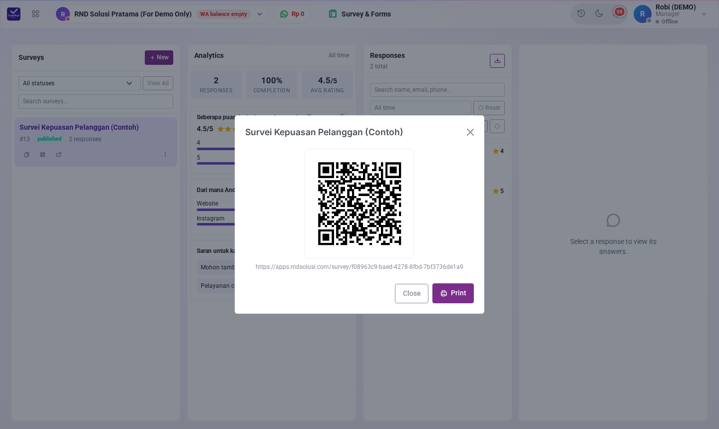 QR code survei