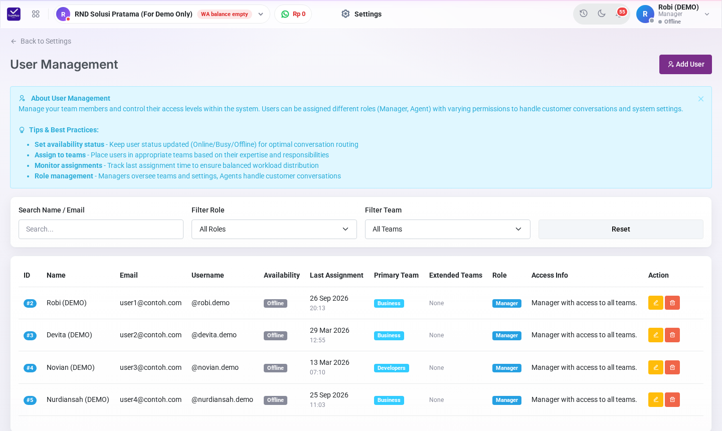 Halaman User Management