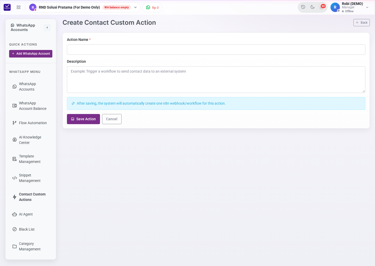Form Create Contact Custom Action