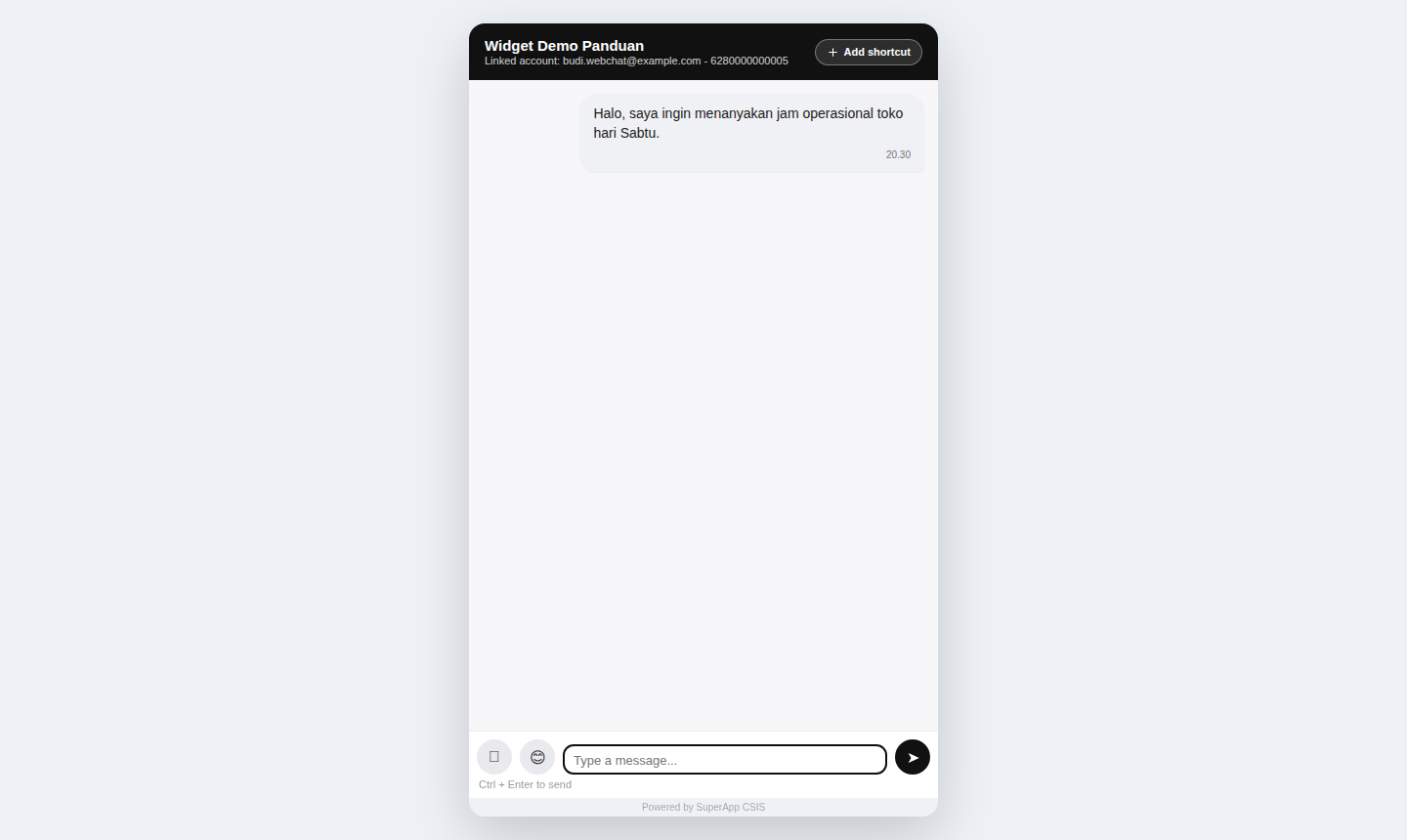 Tampilan chat dari sisi pengunjung
