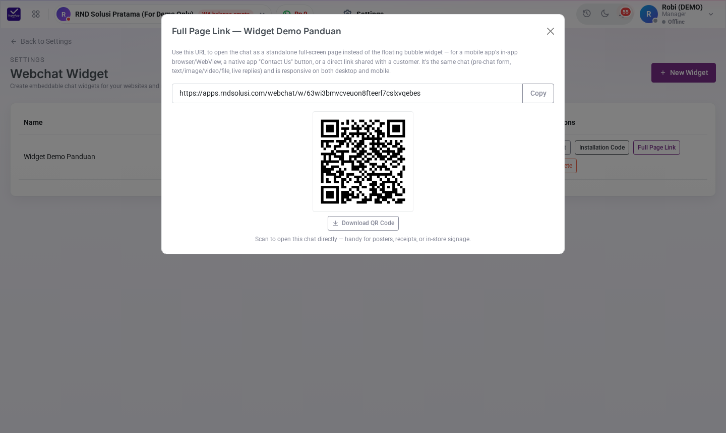 Full Page Link dan QR Code